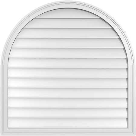 Ekena Millwork Round Top Surface Mount PVC Gable Vent w/ 2"W x 1-1/2"P Brickmould Frame, 38"W x 38"H GVPRT38X3802SN